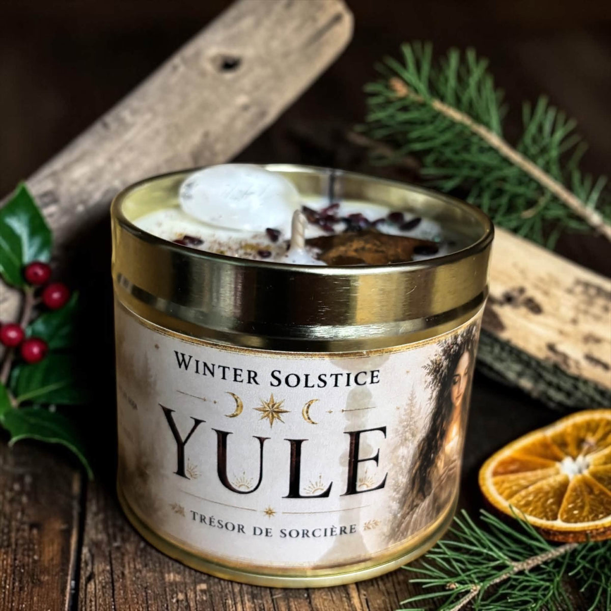Box de Yule, bougie parfum bûche de Noël