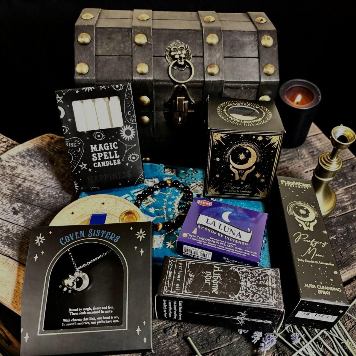 Coffret "Sorcière de lune", coffret de purification, box sorcière