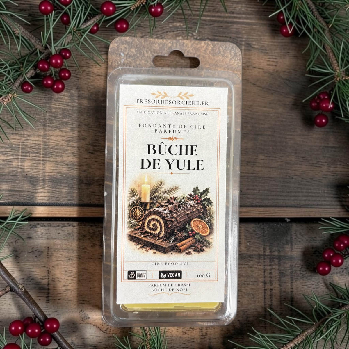 Fondants parfumés "bûche de Yule", fondants de cire parfumés