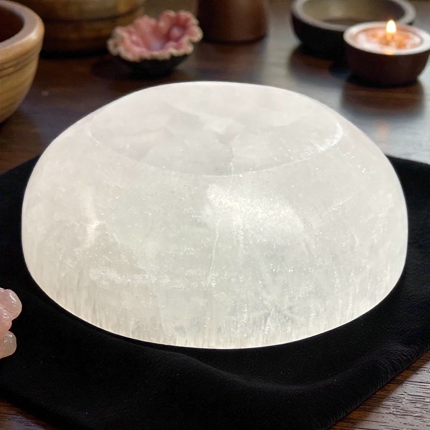 bol de sélénite, bol fleur de vie, pierre de sélénite