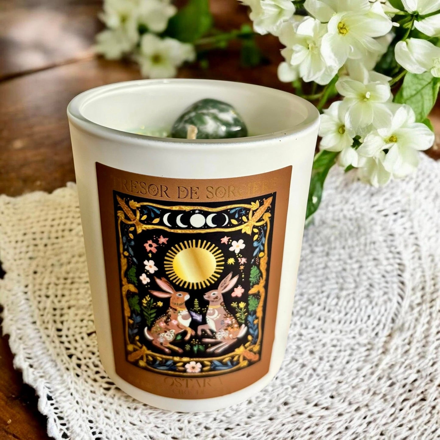 Bougie Ostara, bougie rituel Ostara, sabbat d'Ostara, bougie de printemps,