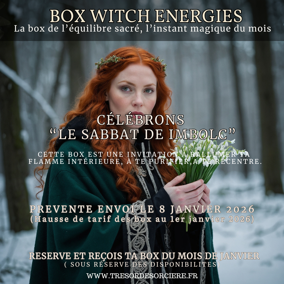 Box Imbolc, box spirituelle, witch box, sabbat d'Imbolc, box mensuelle Janvier 2026