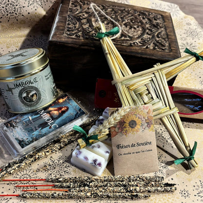Box Imbolc, box spirituelle, witch box, sabbat d'Imbolc, box mensuelle Janvier 2026