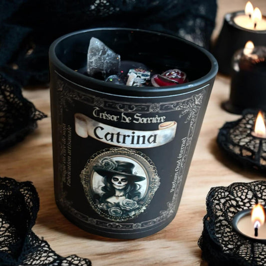 Bougie "Catrina", bougie gothique, bougie Samhain
