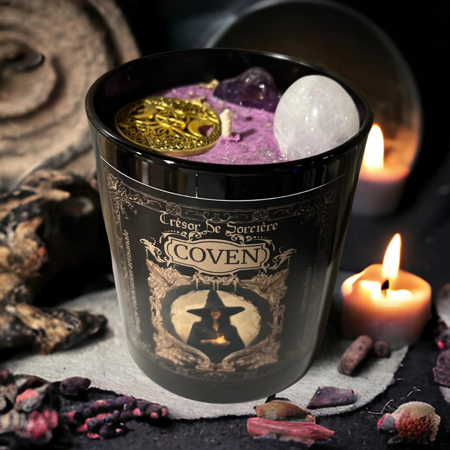 Bougie "Coven", bougie d'intention, bougie sorcière