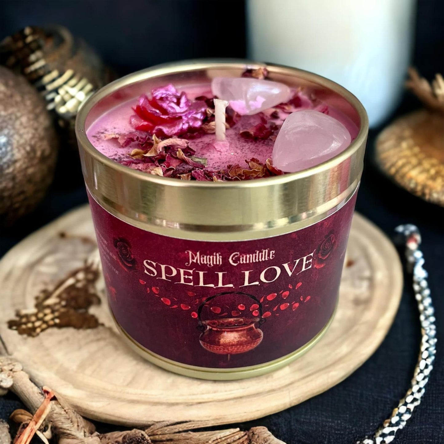 bougie "spell love" bougie sorcière, bougie d'amour