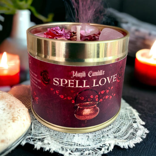 bougie "spell love" bougie sorcière, bougie d'amour