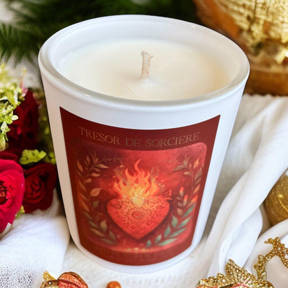 bougie rituel "coeur sacré", bougie artisanale, bougie parfumée, bougie amour