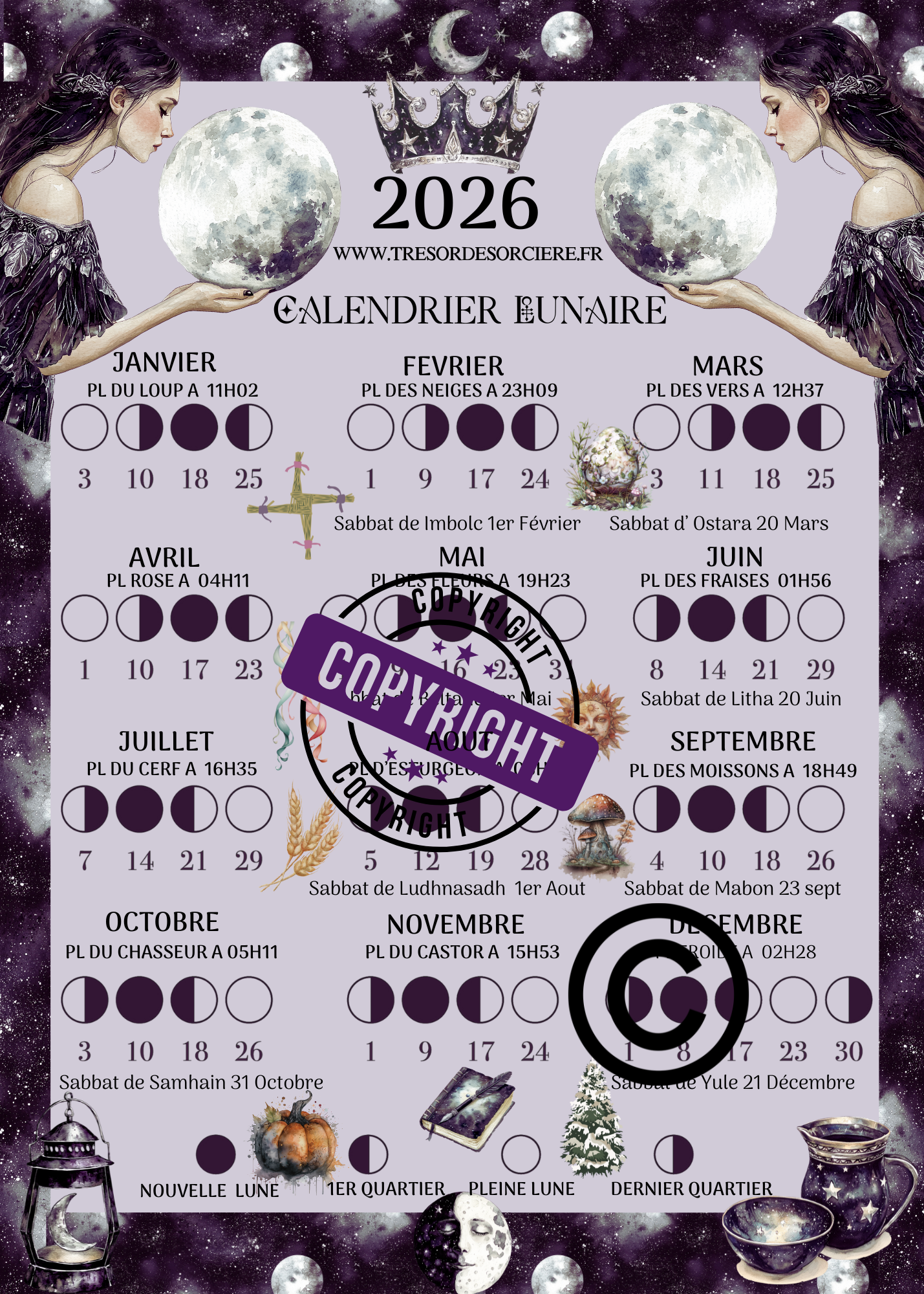 Poster calendrier lunaire 2026