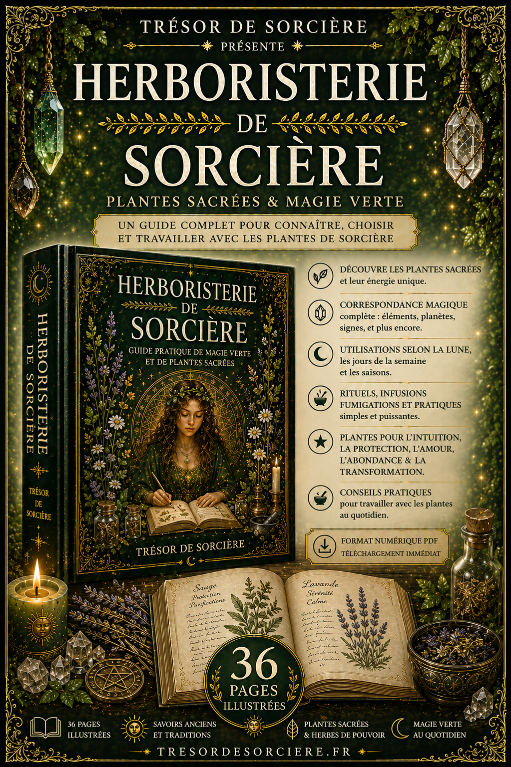 Téléchargement pages de grimoire "Herboristerie de sorcière" 36 pages