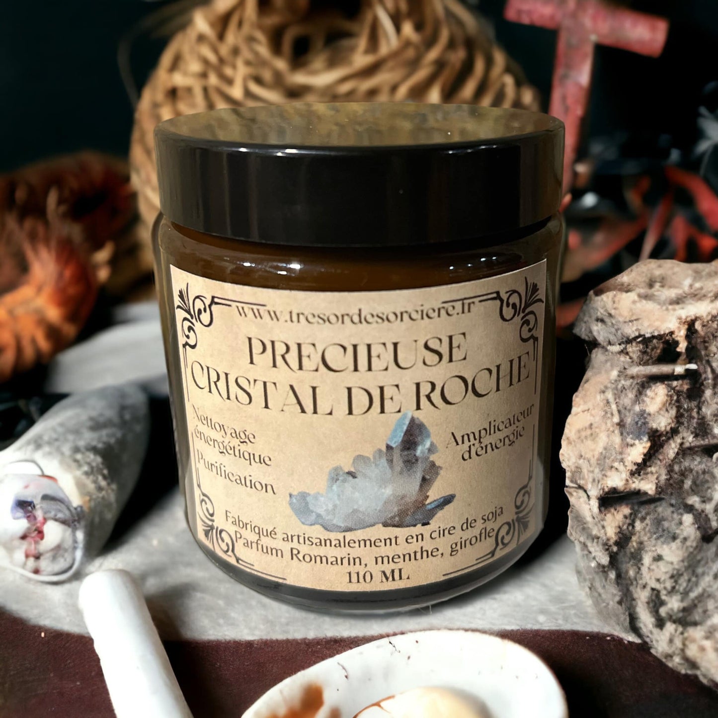 Bougie précieuse cristal de roche
