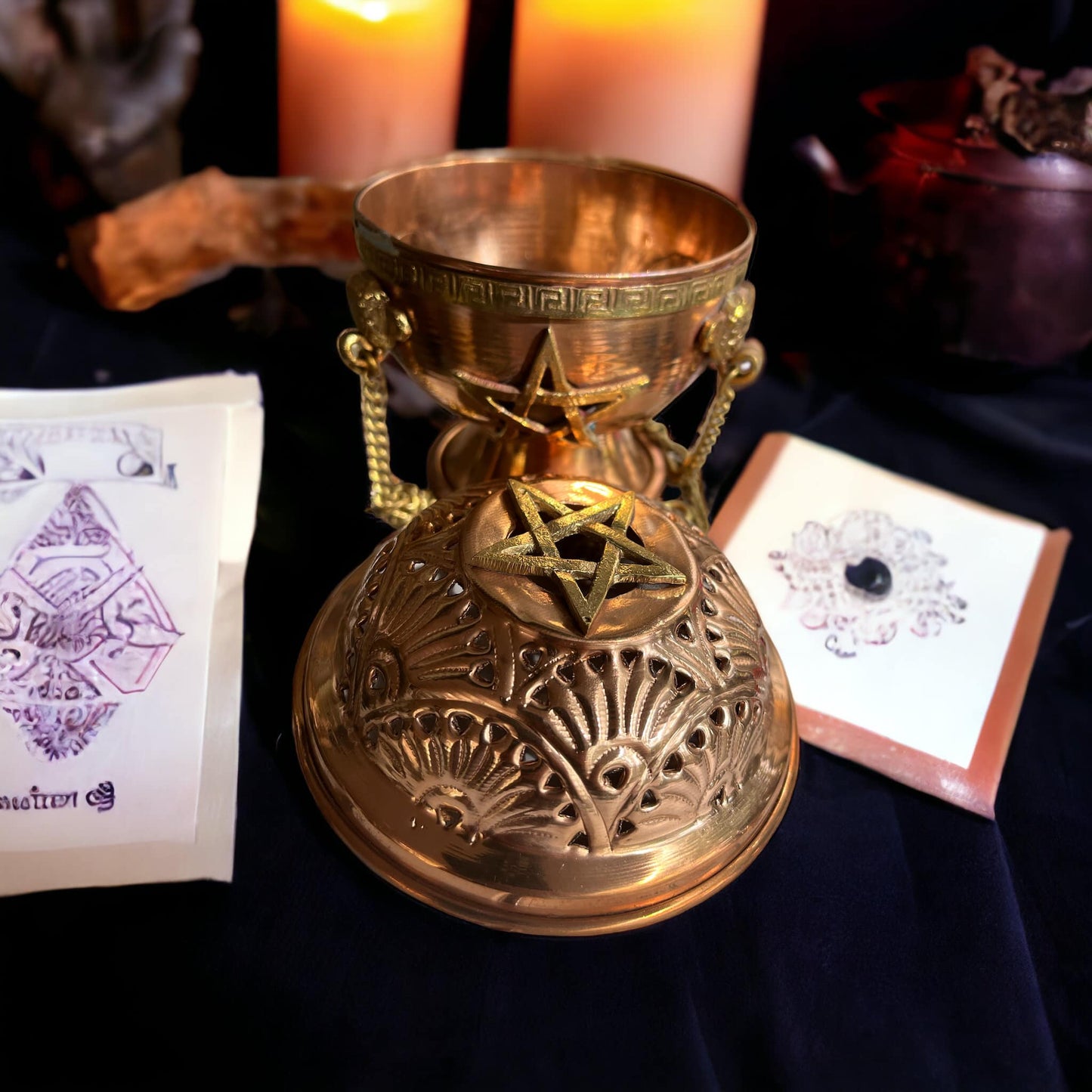 Encensoir pentacle en cuivre