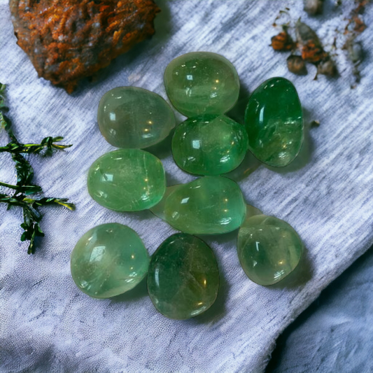 Fluorite roulée, pierre de fluorite verte