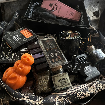 Coffret de Samhain, box de Samhain, sabbat de Samhain, box halloween, bougie samhain, encens samhain