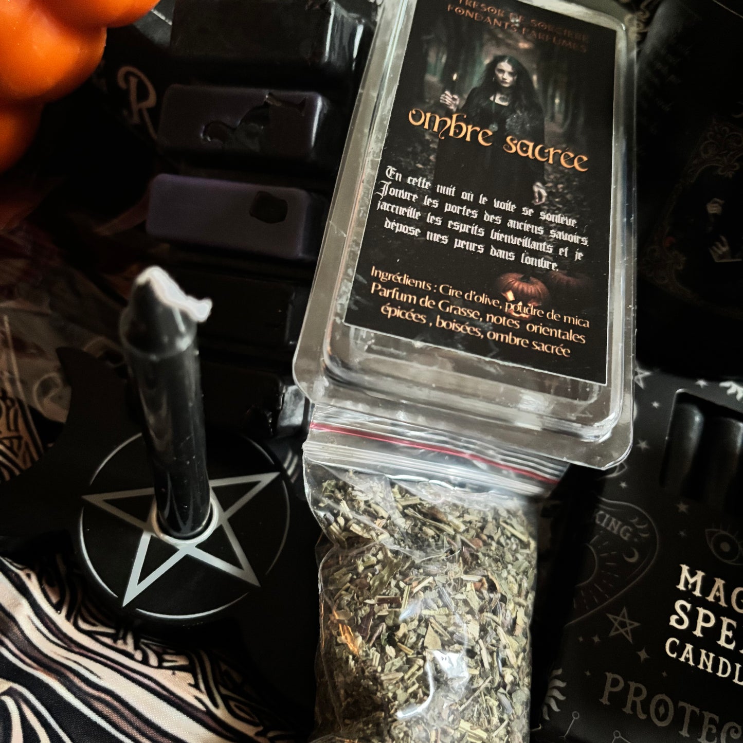 Coffret de Samhain, box de Samhain, sabbat de Samhain, box halloween, bougie samhain, encens samhain
