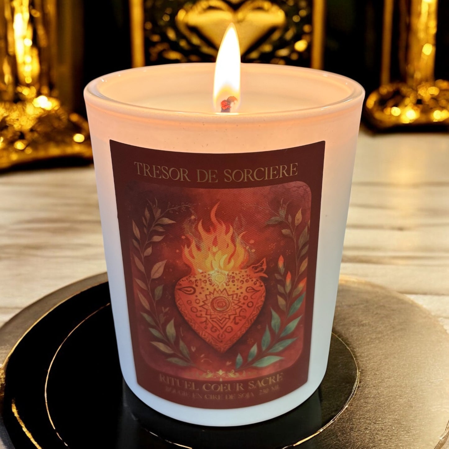 bougie rituel "coeur sacré", bougie artisanale, bougie parfumée, bougie amour