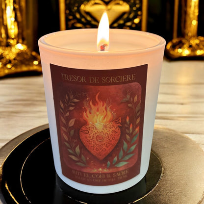 bougie rituel "coeur sacré", bougie artisanale, bougie parfumée, bougie amour