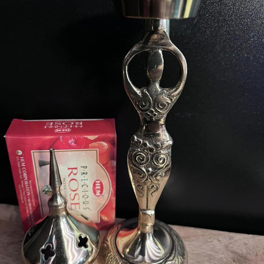Porte encens cônes déesse en laiton