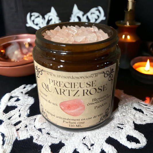Bougie précieuse quartz rose