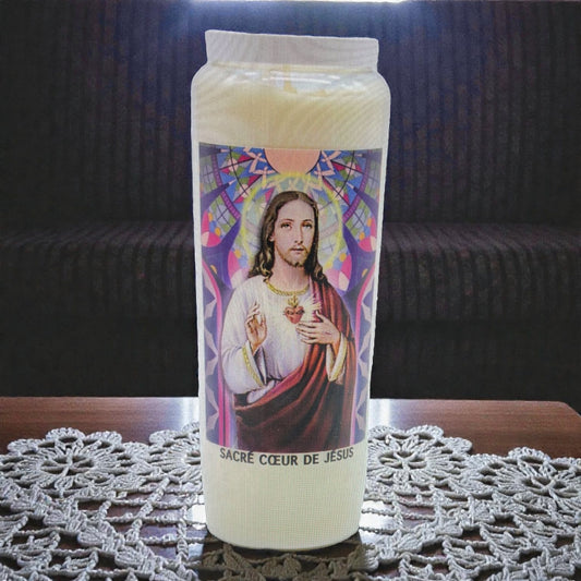 Bougie neuvaine "Sacré cœur de Jésus", bougie religieuse,