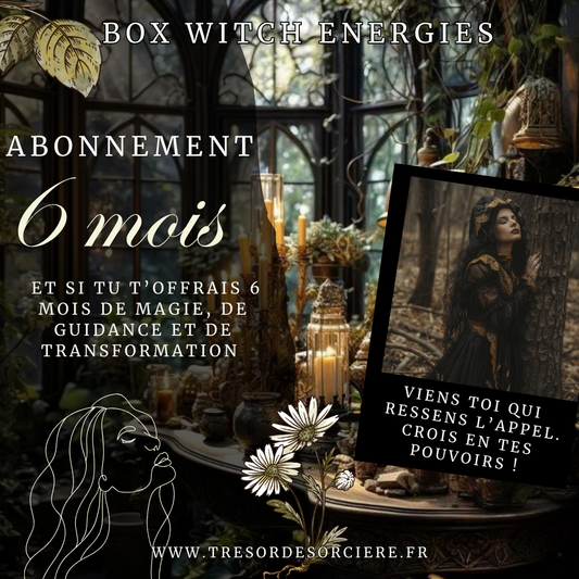abonnement box sorcière, witch box, abonnement box spirituelle, abonnement box ésotérique, box sorcière, box magique, box bien être, abonnement cadeau, box ésotérique
