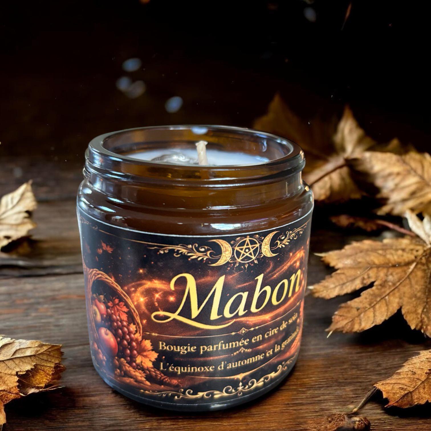 bougie de Mabon, sabbat de Mabon, equinoxe d'automne, bougie rituel, bougie sorcière, Mabon, bougie d'intention