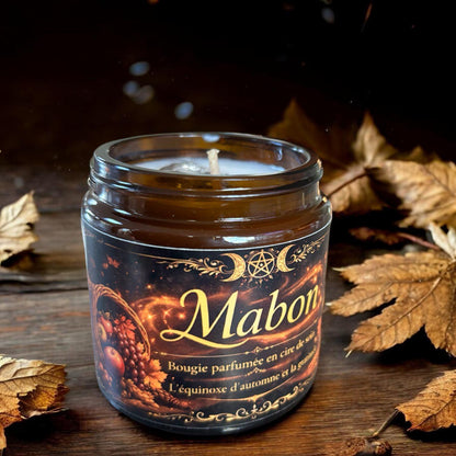bougie de Mabon, sabbat de Mabon, equinoxe d'automne, bougie rituel, bougie sorcière, Mabon, bougie d'intention
