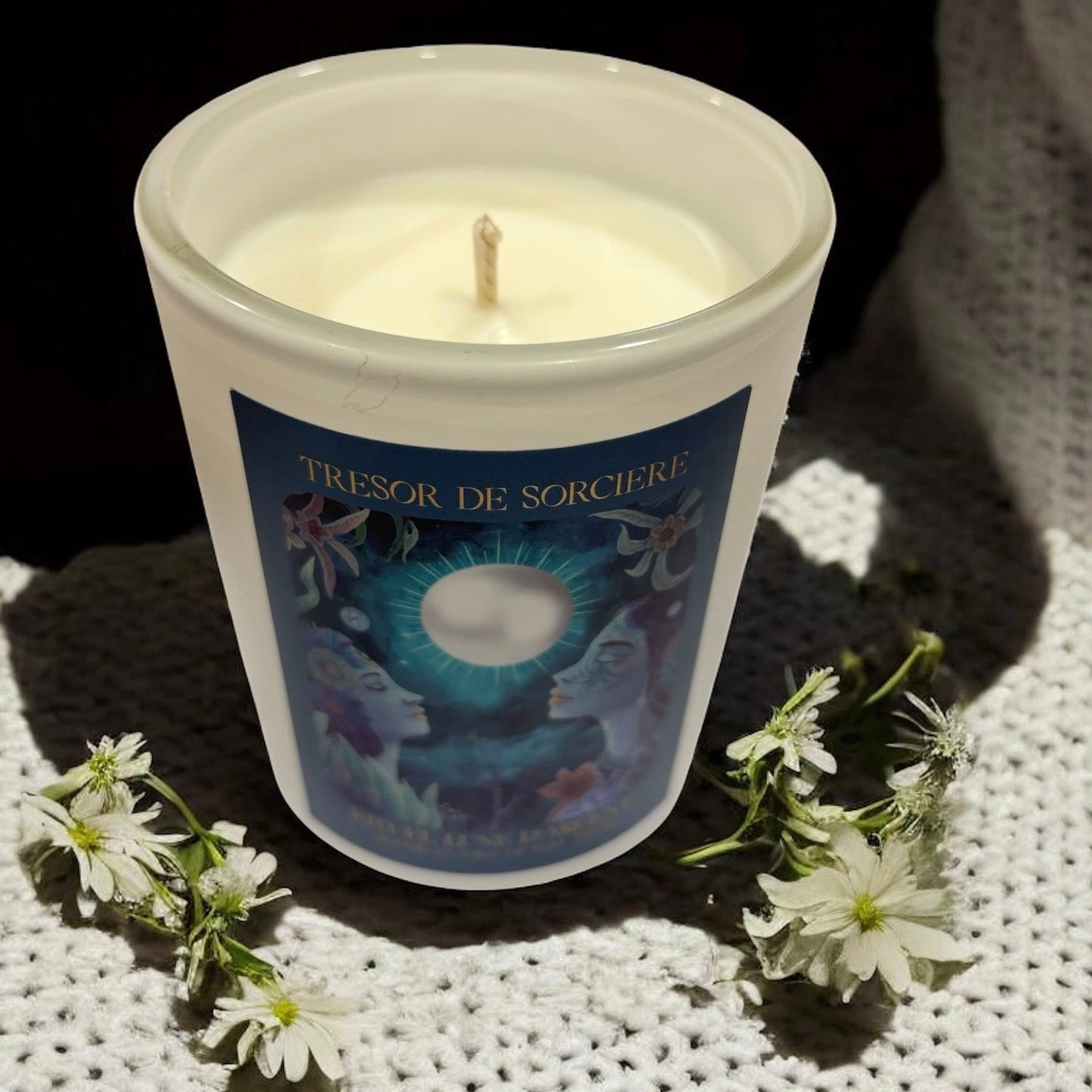 Bougie Rituel Lune d'Argent, bougie d'intention, bougie spirituelle