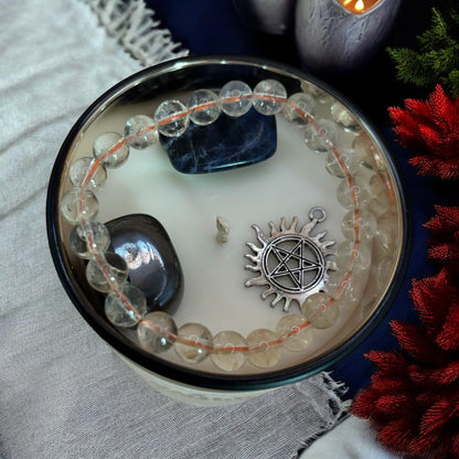 bougie "voile d'ombre", bougie rituel, bougie sorcière, bougie cristaux, bougie d'intention, bougie de manifestation, bougie parfumée