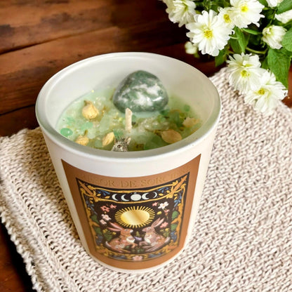 Bougie Ostara, bougie rituel Ostara, sabbat d'Ostara, bougie de printemps,