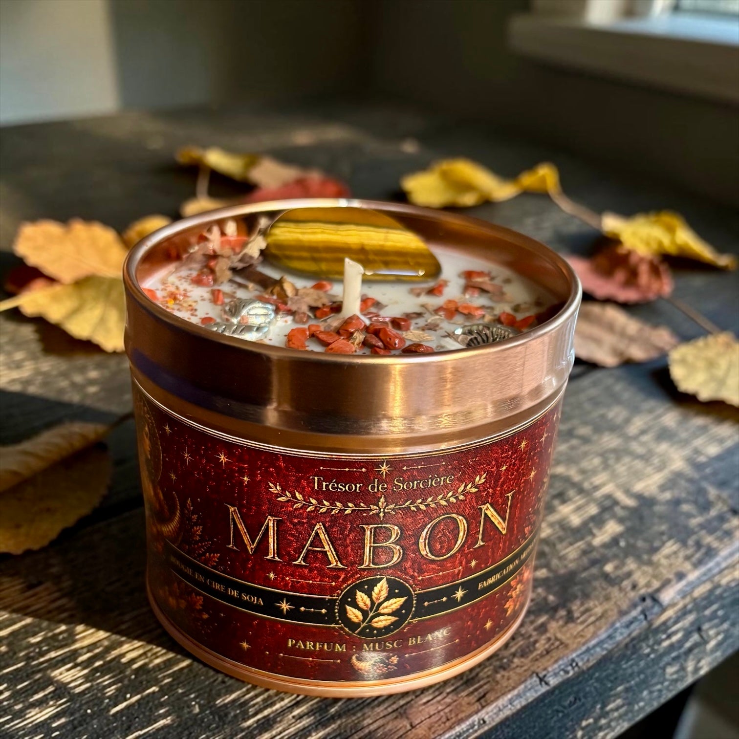 bougie de mabon, bougie sabbats, bougie sabbat mabon