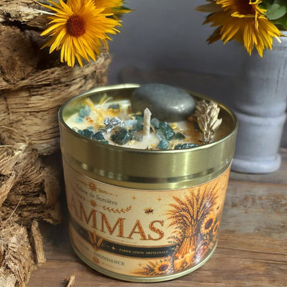 Bougie de Lammas, bougie de Lughnasadh, sabbat de Lammas, bougie rituelle, bougie sabbat Lammas
