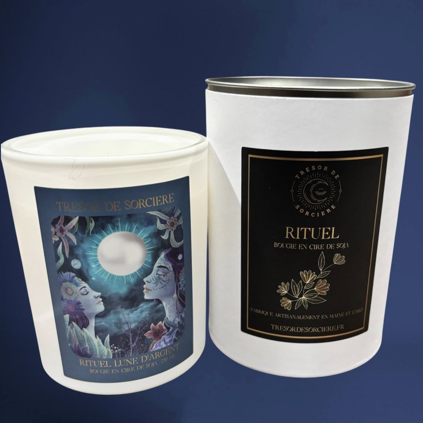 Bougie Rituel Lune d'Argent, bougie d'intention, bougie spirituelle
