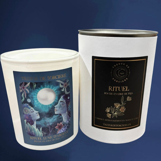 Bougie Rituel Lune d'Argent, bougie d'intention, bougie spirituelle