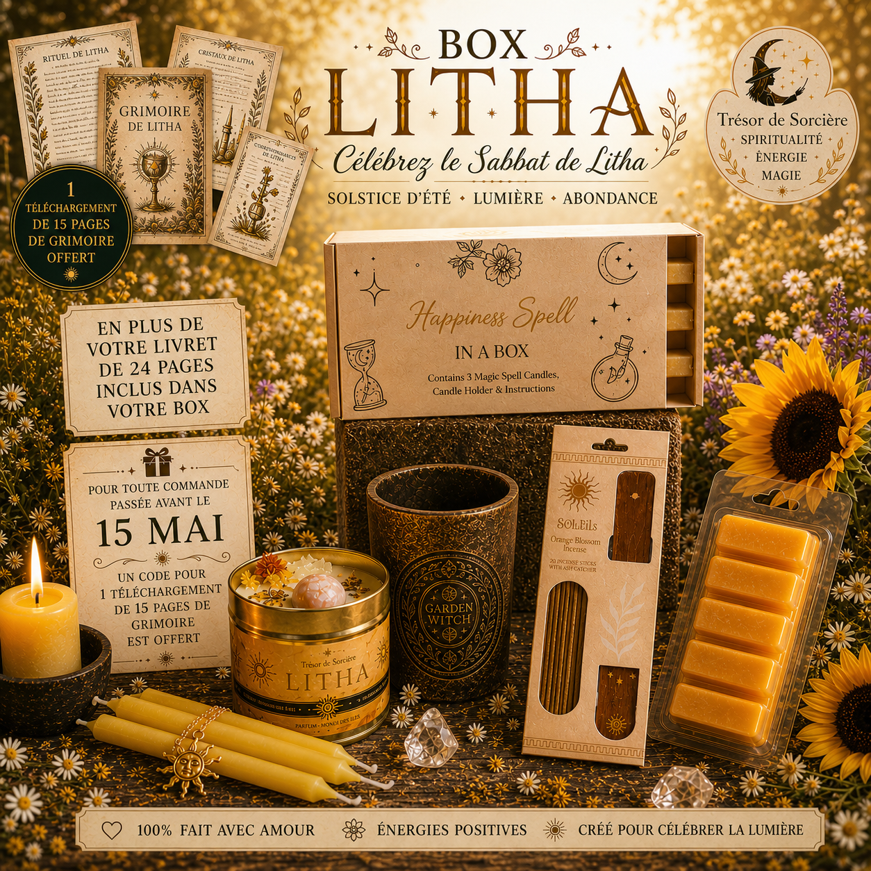 Box de Litha, solstice d'été, box sorcière, witchbox Litha