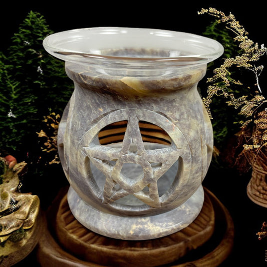 Brûleur en stéatite, brûleur à fondants pentacle, brûle parfum