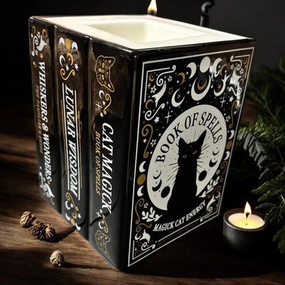 Brûleur à fondants grimoire, brûle parfum, black cat