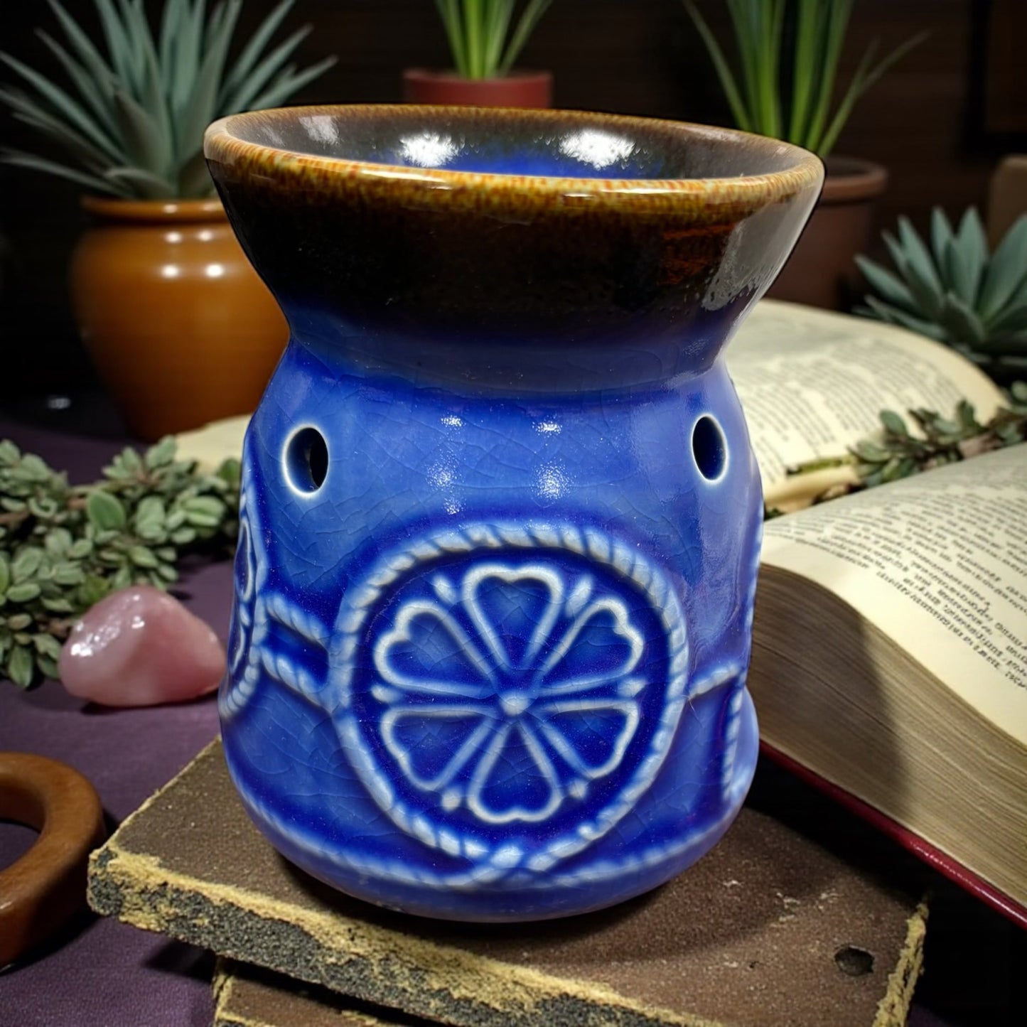 Brûleur à cire, brûle parfum bleu