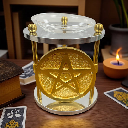 Brûle parfum, brûleur à fondants" pentacle doré"