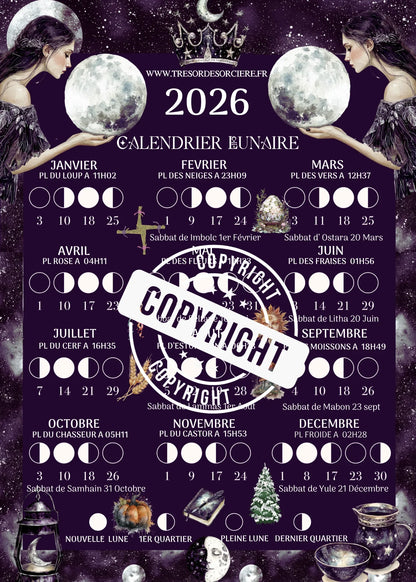 Téléchargement  affiche "calendrier lunaire 2026" A3