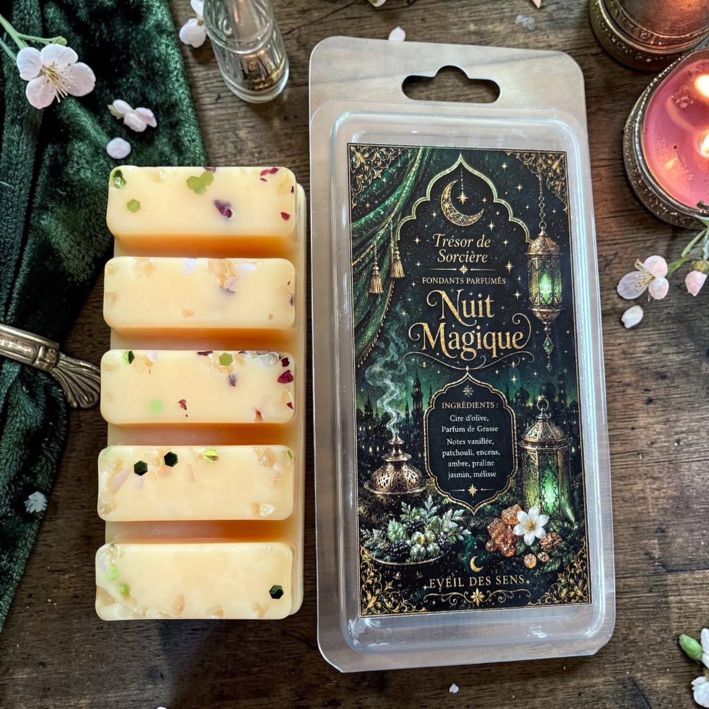 Fondants parfumés Nuit Magique, fondants sorcière cire d'olive