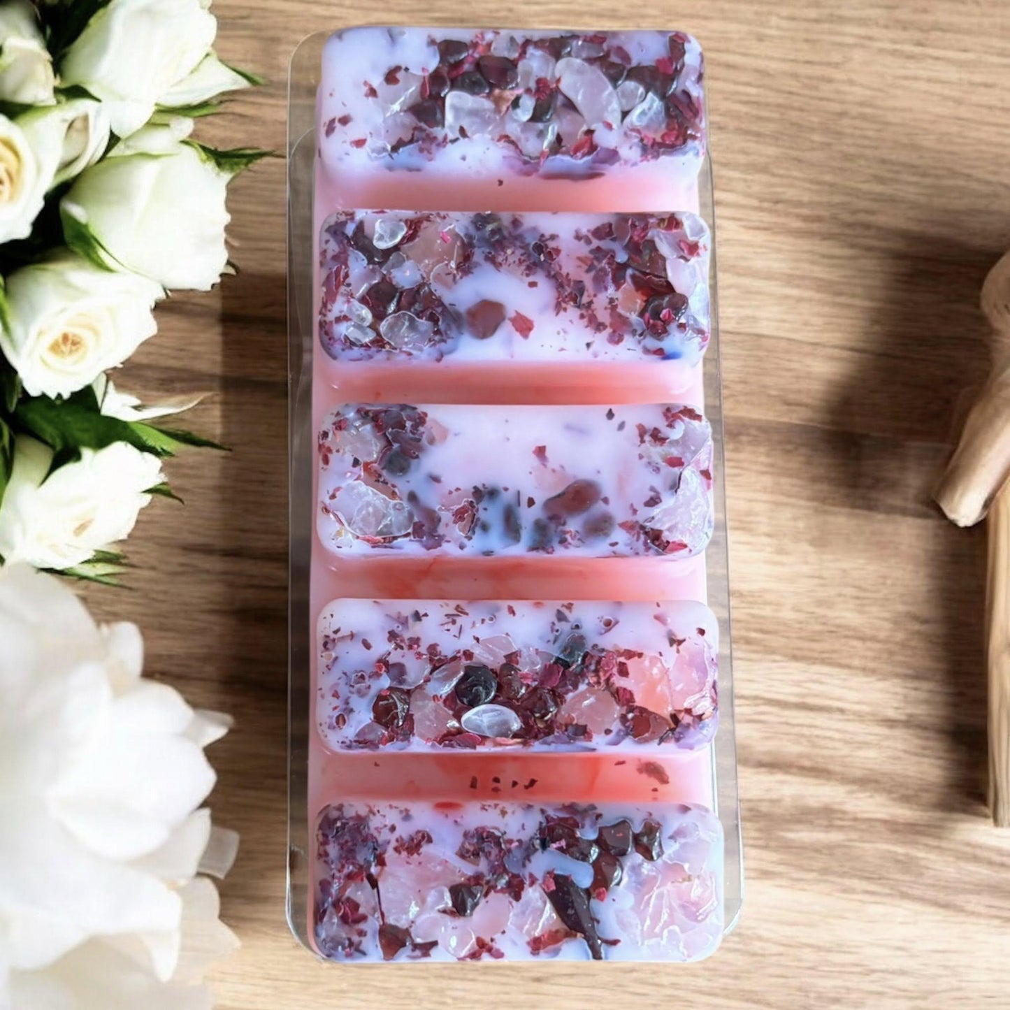 Fondants Sceau de Vénus, détail grenat et quartz rose