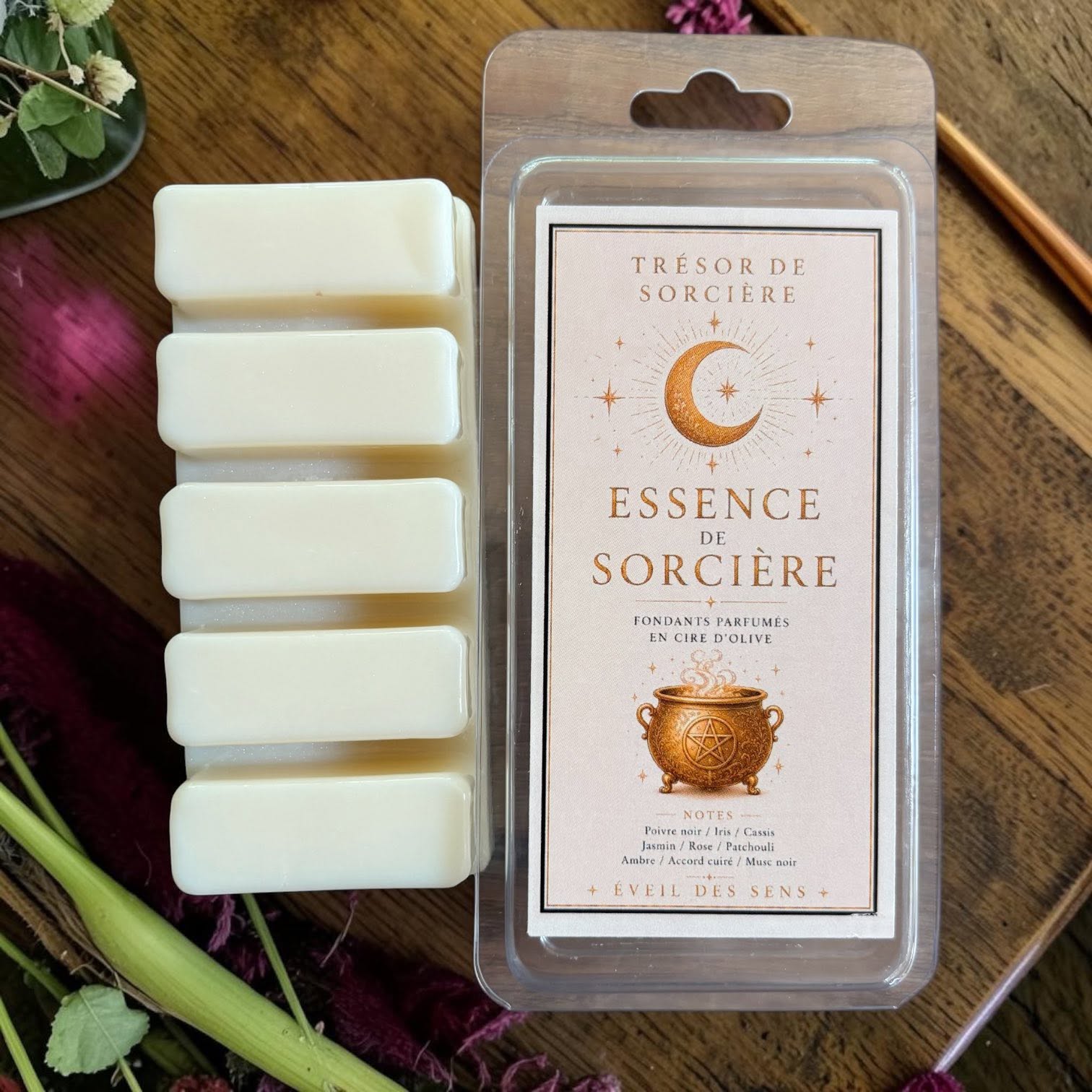 fondants de cire parfumee, fondants sorciere, fondants d'intentions