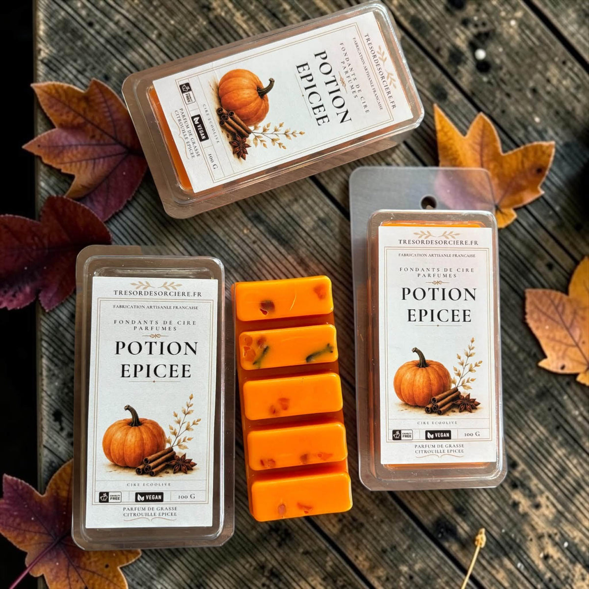 Fondants Potion Épicée, tablette de cire parfumée citrouille