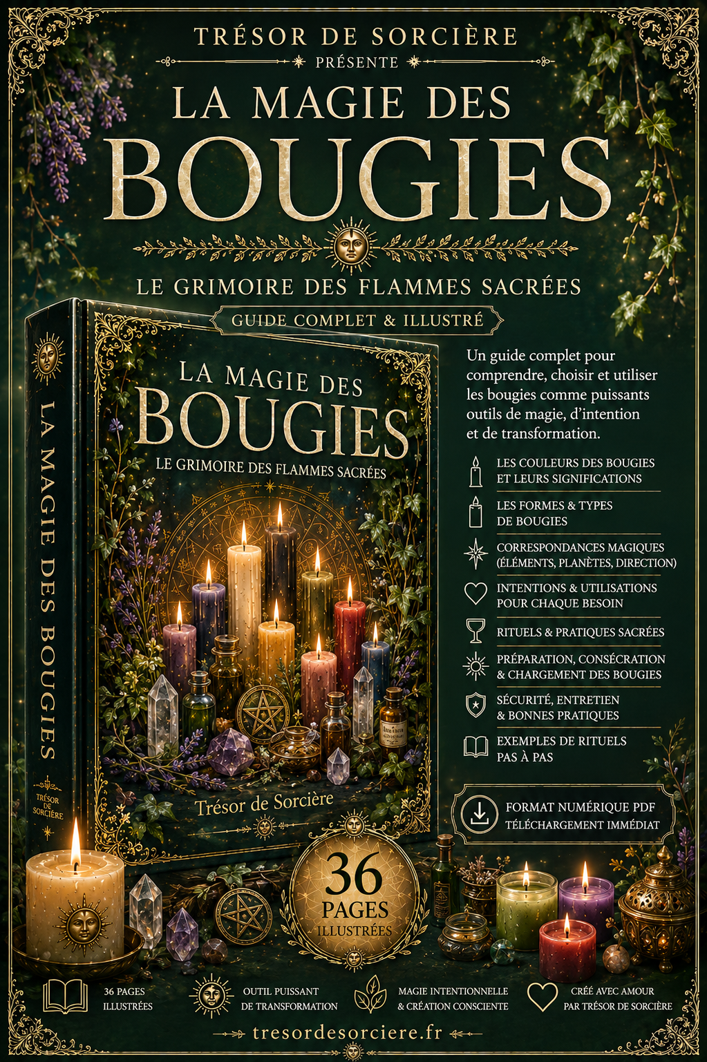 Téléchargement pages de grimoire "Magie des bougies" 36 pages
