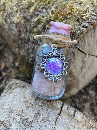 Spell jars, bouteille de sorcière ATTRACTLOVE, fiole d’attraction, sorcellerie, magie amour, rituel, ésotérique, wicca, witchy, sorcière,