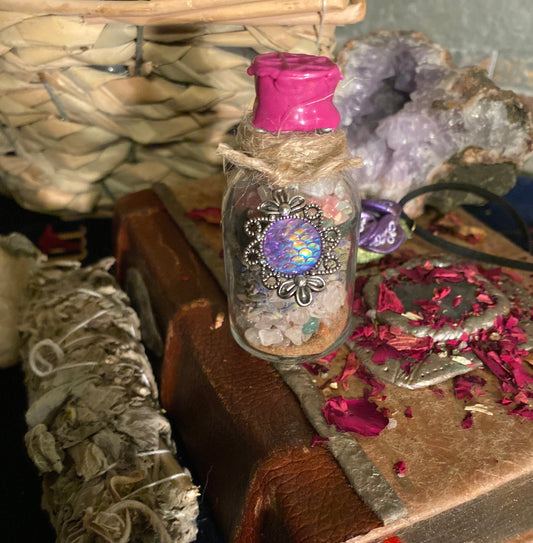 Spell jars, bouteille de sorcière ATTRACTLOVE, fiole d’attraction, sorcellerie, magie amour, rituel, ésotérique, wicca, witchy, sorcière,