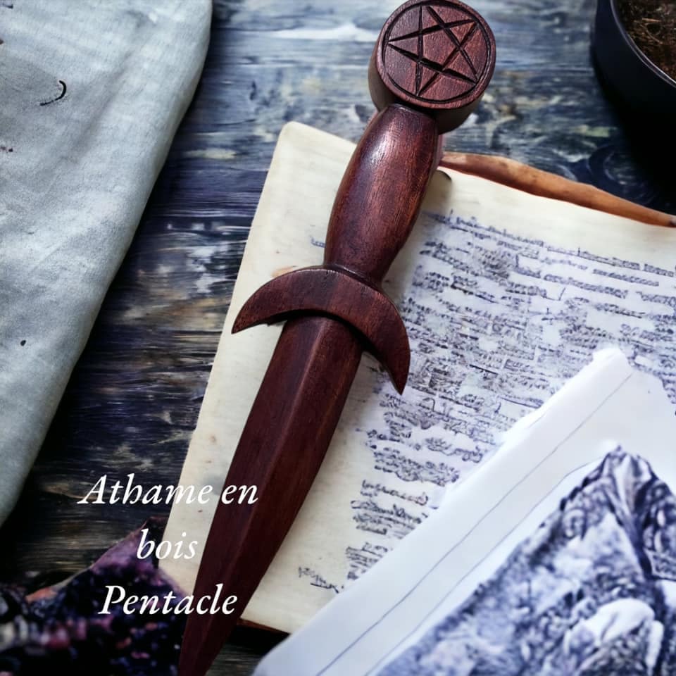 Athame pentacle en bois