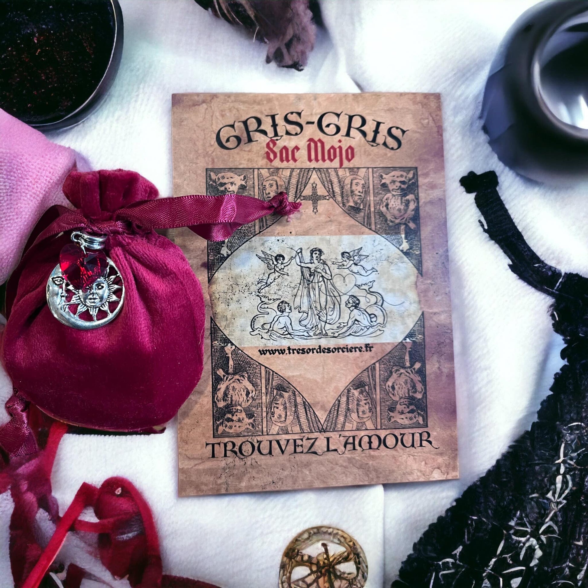 Sac mojo "trouvez l'amour", mojo bag, amulette amour, talisman amour