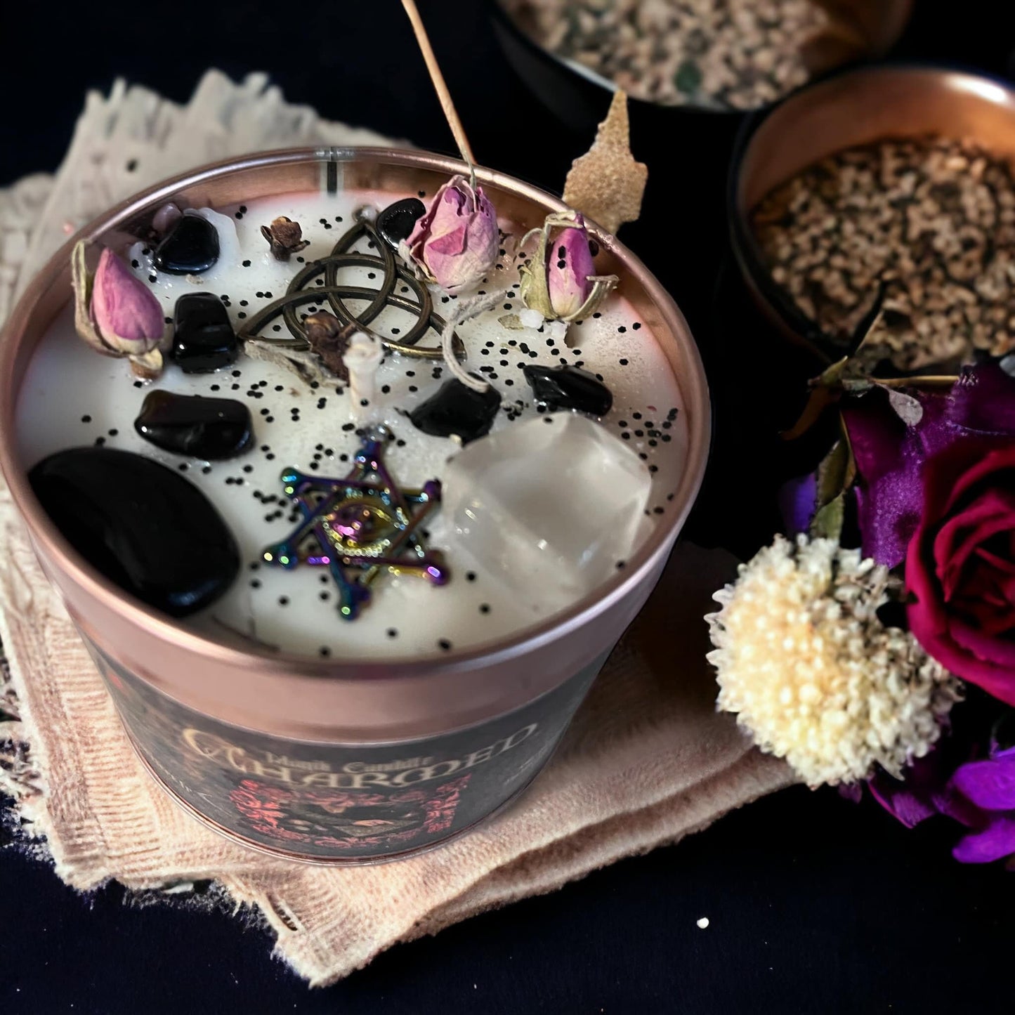 Bougie "Charmed", bougie sorcière, bougie d'intention